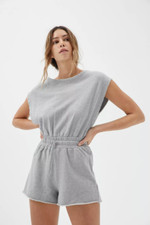 Out From Under Urban Outfitters Tina Terry Romper Kimono Cutout Gray S 219379
