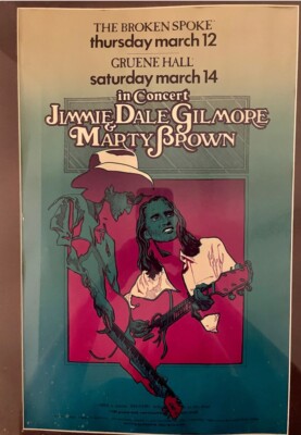 Vintage Texas Music Poster - Jimmie Dale Gilmore - Marty Brown - Broken Spoke