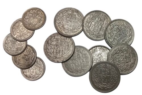 Niederlande Lot 13 Münzen 10 & 25 Cent Silbermünzen
