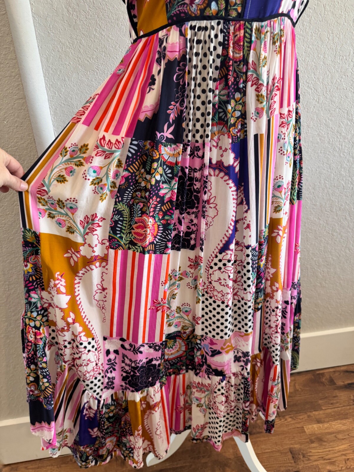 Anthropologie Ruffled Flutter Patchwork Midi Dres… - image 2