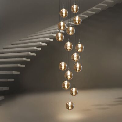 ZMH LED 3/4/6 Flammen Bernstein-grau Pendelleuchte Deckenleuchte für Loft-Villa