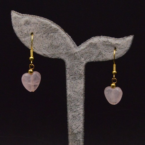 Natural Pink Rose Quartz 12mm Heart Gems Beads Necklace Bracelet Earrings Set - Picture 16 of 16