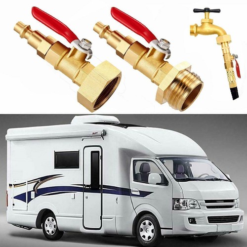 2Pcs RV Winterize Blowout Adapter Valve 1/4" Male Quick Connect Internal Outer - Picture 2 of 12