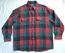 Red Green Black Plaid Long Sleeve Button Down Shirt - Large Mens Vtg