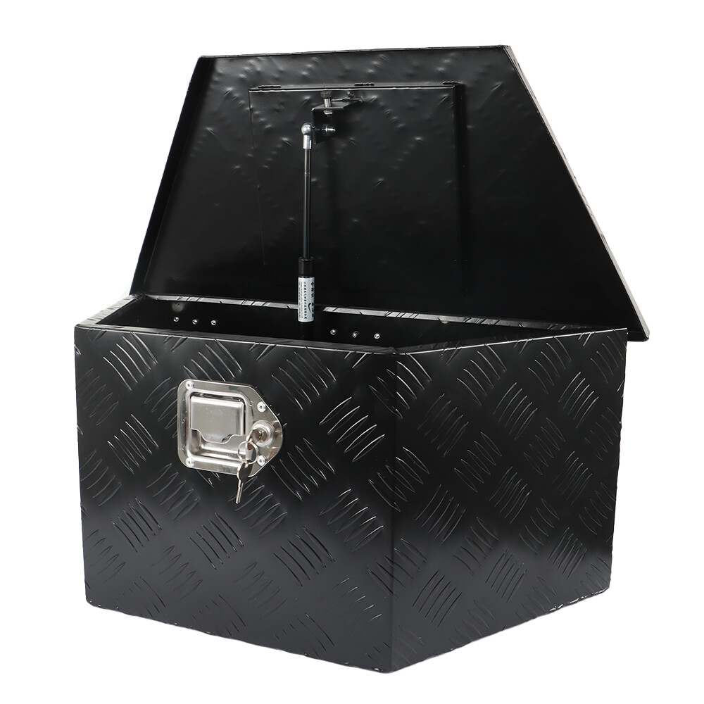 Black 26''X13.5"X12" Aluminum Trailer Tongue Box Pickup truck Tool +Key