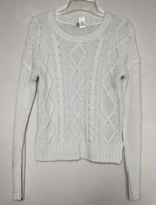 SO Girls Cable Knit White Sweater - Size: M
