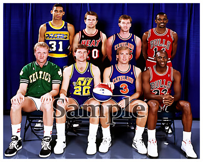 1990 -  3 Point Contest Larry Bird Reggie Miller MJ Color 8 X 10 Photo Picture