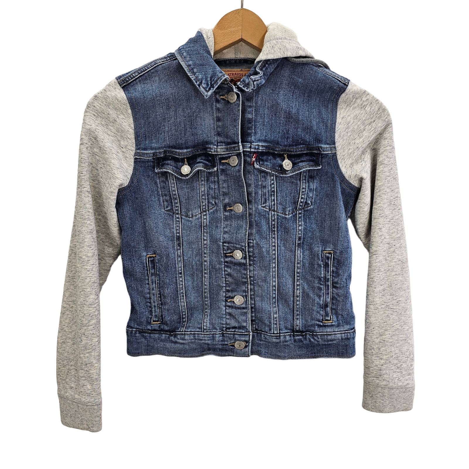 Levi's Hybrid Hooded Trucker Blue Jean Jacket Medium … Gem