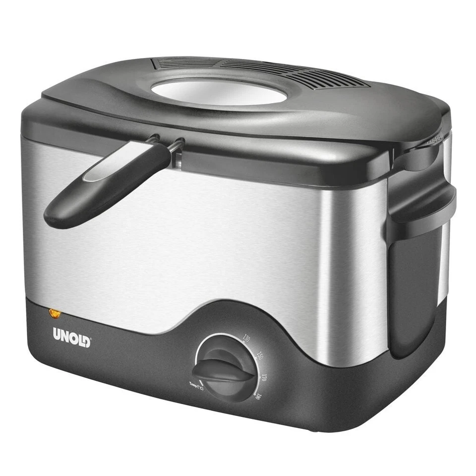 Unold Friteuse Kompakt 58615 Edelstahl schwarz Wärmeisoliertes Gehäuse 1200W