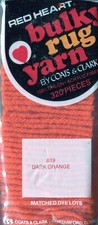  619 Dark Orange - Red Heart Bulky Rug Yarn, Latch Hook, 320 pieces, acrylic
