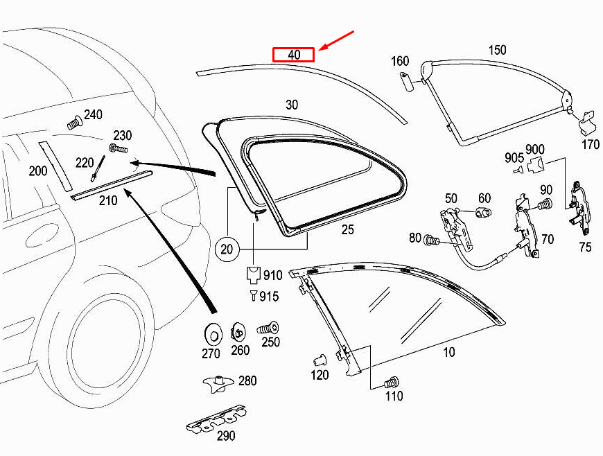 Neu MERCEDES-BENZ R W251 Seitenfensterverkleidung hinten links oben A2516901580