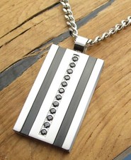 Männer Halskette Edelstahl Anhänger Silber Schwarz Männer Lederhalsband TOP Tag