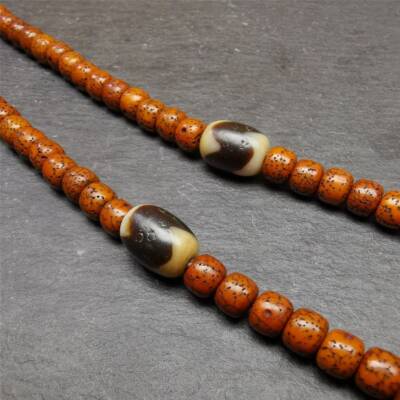 Pair of Tibetan Tiger Tooth Dzi Spacer Marker Beads for Mala,Necklace,0.4''