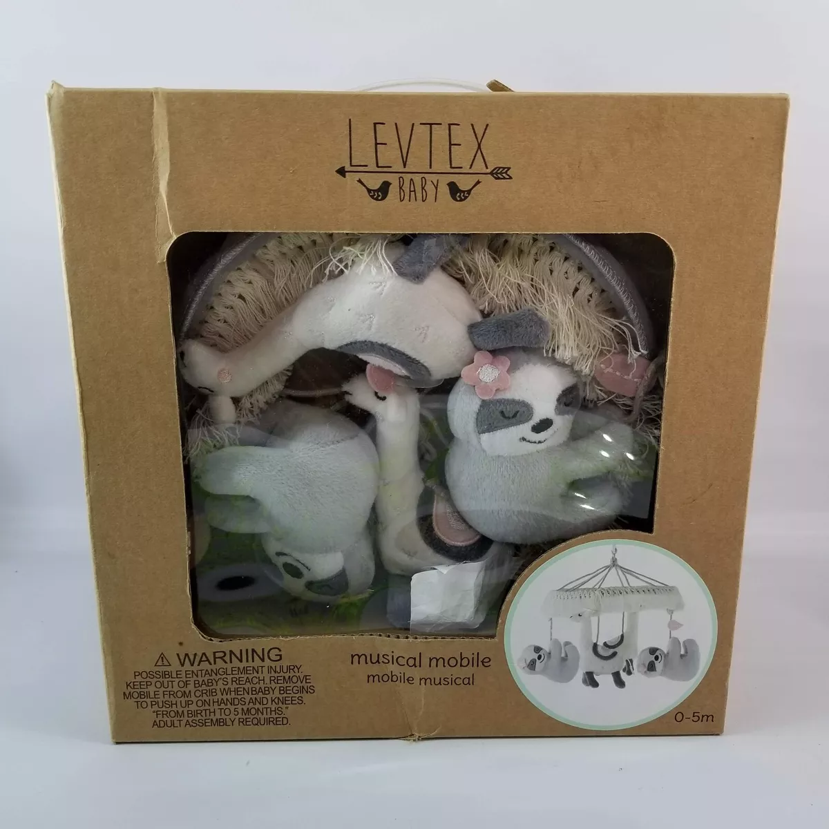 Levtex Baby Rotating Musical Little Feather Mobile Sloths Llamas