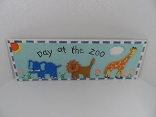Wooden Ark Wall Hanging Plaque Nursery Room Decor "A Day at the Zoo" - GC