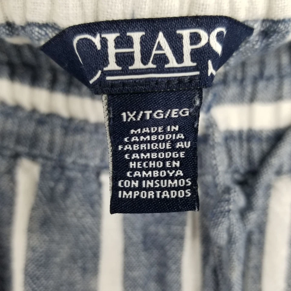 Pantalones de Verano Chaps Ralph Lauren Azul y Blanco Rayas Pierna Ancha Fluidos Talla 1X Foto 3 de 4