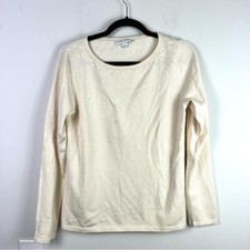 Pendleton Vintage sweater womens small cream sequin detail silk cashmere blend