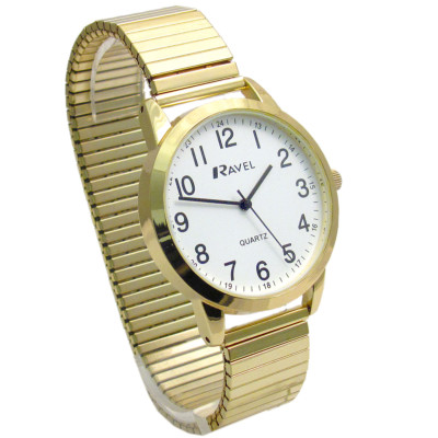 Ravel Herren Super Klar Quarz Uhr mit Spreizarmband Gold #45 R0232.22.1