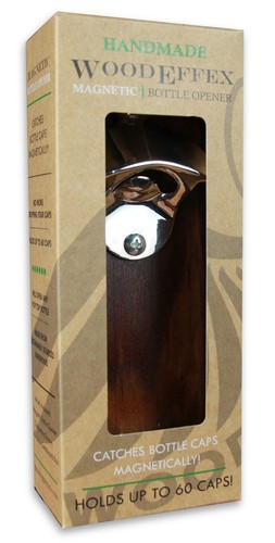 Bottle Opener Magnetic Cap Catcher - Handmade Walnut Wood w/Shiny Chrome - 第 2/4 張圖片