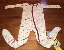Kickee Pants Toddler Natural Flying Santa Zipper Footie New 3T Bamboo PJs