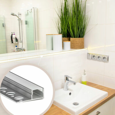 LED Profile Leiste Küche Badezimmer Fliesenprofile Licht Aluminium milchglas