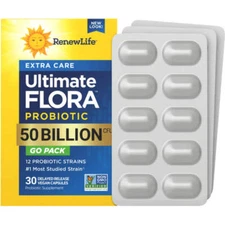 Renew Life - Ultimate Flora Extra Care Probiotic 50 Billion GO PACK 30 vegetaria