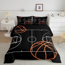 Queen Basketball Comforter Set Boys Girls Basketball Court Bedding Set for Ki...