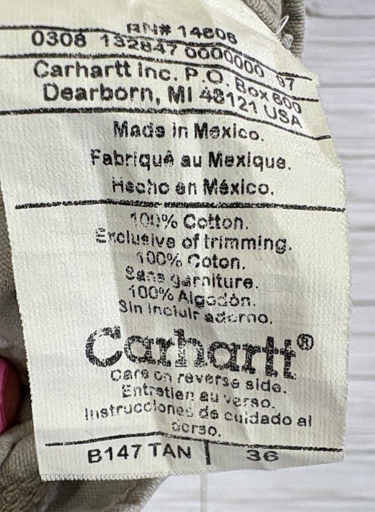 Carhartt Carpenter Men's Cargo Shorts Khaki Duck Canvas Work Classic Sz 36 thumbnail 4