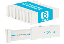 Drawer Dividers for Clothes 8 Pack, Adjustable 4" High Expandable from 11.6"-17"