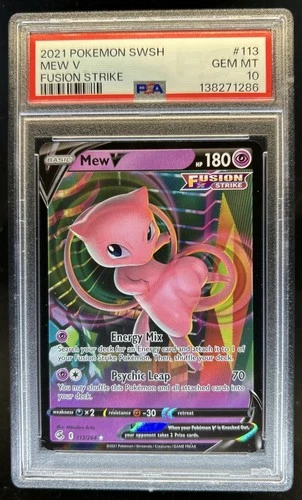 2021 Pokemon SWSH Fusion Strike Mew V #113/264 PSA 10 GEM MINT