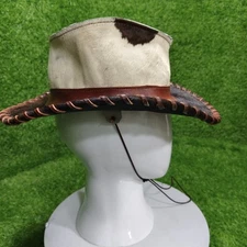 Cowhide Leather Cowboy Hat Handmade Western Ranch Hat for Men Women