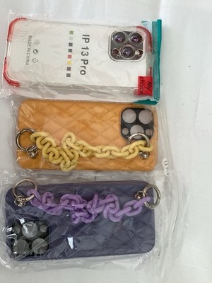 3 pack Phone Cases iPhone 13 Pro (purple, clear and yellow) 