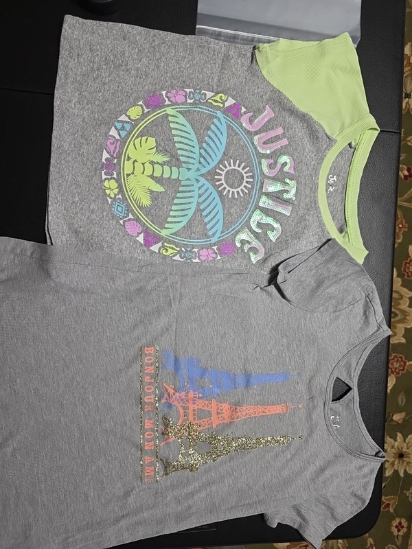 Girls Sz 10-12 Lot Of 2 Justice Shirts LOOK!!