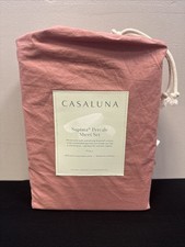 Casaluna Full Size Washed Supima Cotton Percale Solid Rose 4 Pc Sheet Set