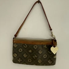 Dooney & Bourke Signature Yellow DB Coin Purse Card Holder Keychain With Charm