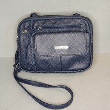MultiSac Zippy Crossbody Bag Triple Compartment Zippered Navy Blue Floral Purse