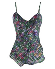 Vintage Victoria s Secret Gold Label Floral Cami Panty Set Sz S Green Coquette