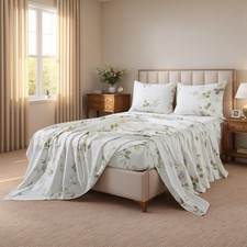 Fadfay Twin Size Floral Sheet Set 100 Percale Cotton Bed Sheets Vintage Rose