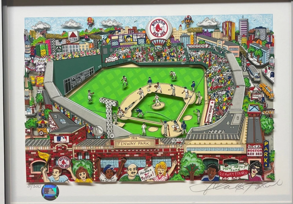 Original Charles Fazzino Boston 'RED SOX FEVER' Fenway Park Béisbol Obra de Arte 3D Foto 2 de 4