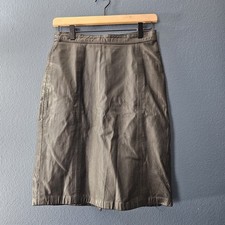 Vintage 90s Express Genuine Leather Pencil Skirt Black, Vintage Size 9/10