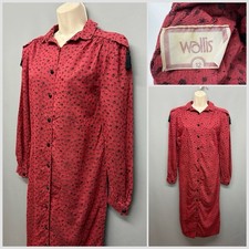 VINTAGE WALLIS Red Buttoned Down Tasselled Dress UK 12 EUR 40