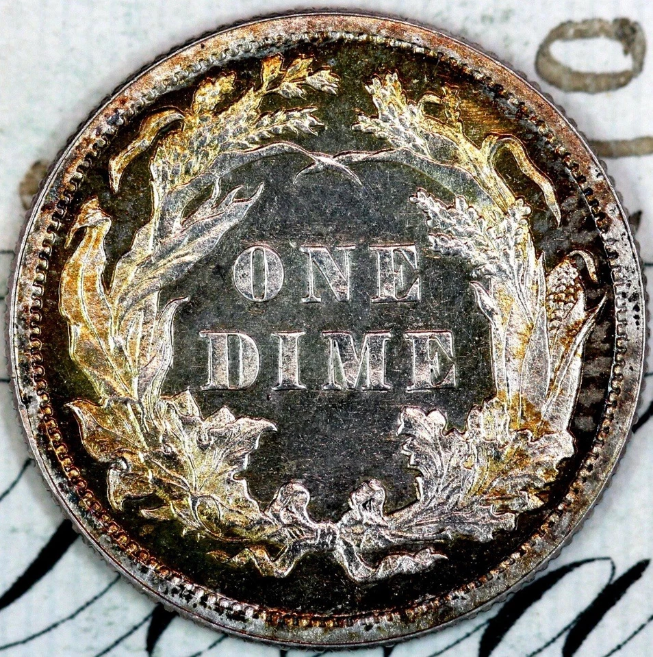 1877-P ULTRA DCAM PRISTINE+ GEM PROOF SEATED LIBERTY DIME - RARE ONLY 510! DC68 - Image 2 of 3