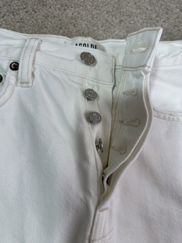AGOLDE Parker Long Shorts Women’s 24 High Rise Frayed Raw Hem Denim 4" Inseam - Picture 6 of 12