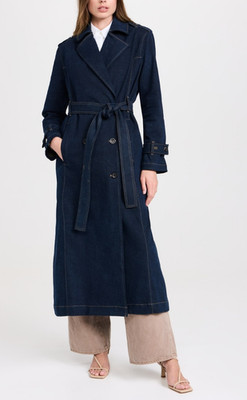 NWT $349 DL1961 Denim Trench Coat Double-breasted Belted Long XS