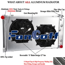 3-Row Radiator & Shroud Fan For 1968-1987 Chevy Chevelle Impala Caprice C10 C20