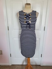 MICHAEL KORS Nautical Blue/White Striped Lace Up Resort Preppy Dress (Size S)