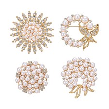 4 Pcs Brooches and Pins for Women. Gold Brooch Set