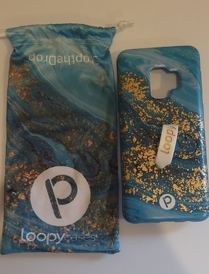 LOOPY Case Samsung Galaxy S9, ''JASPER'' TURQUOISE & GOLD, + 1 Loop & Carrying Bag