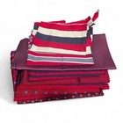 9 Pc Red And Blue 100% Silk Fabric Bundle Lot Sewing DIY Crafts