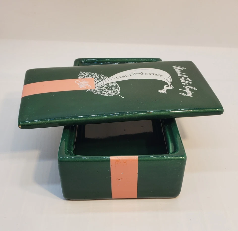 Marshall Field’s & Co Frango Mint Candy Trinket Dish Ceramic Green Box Lid - Image 2 of 4